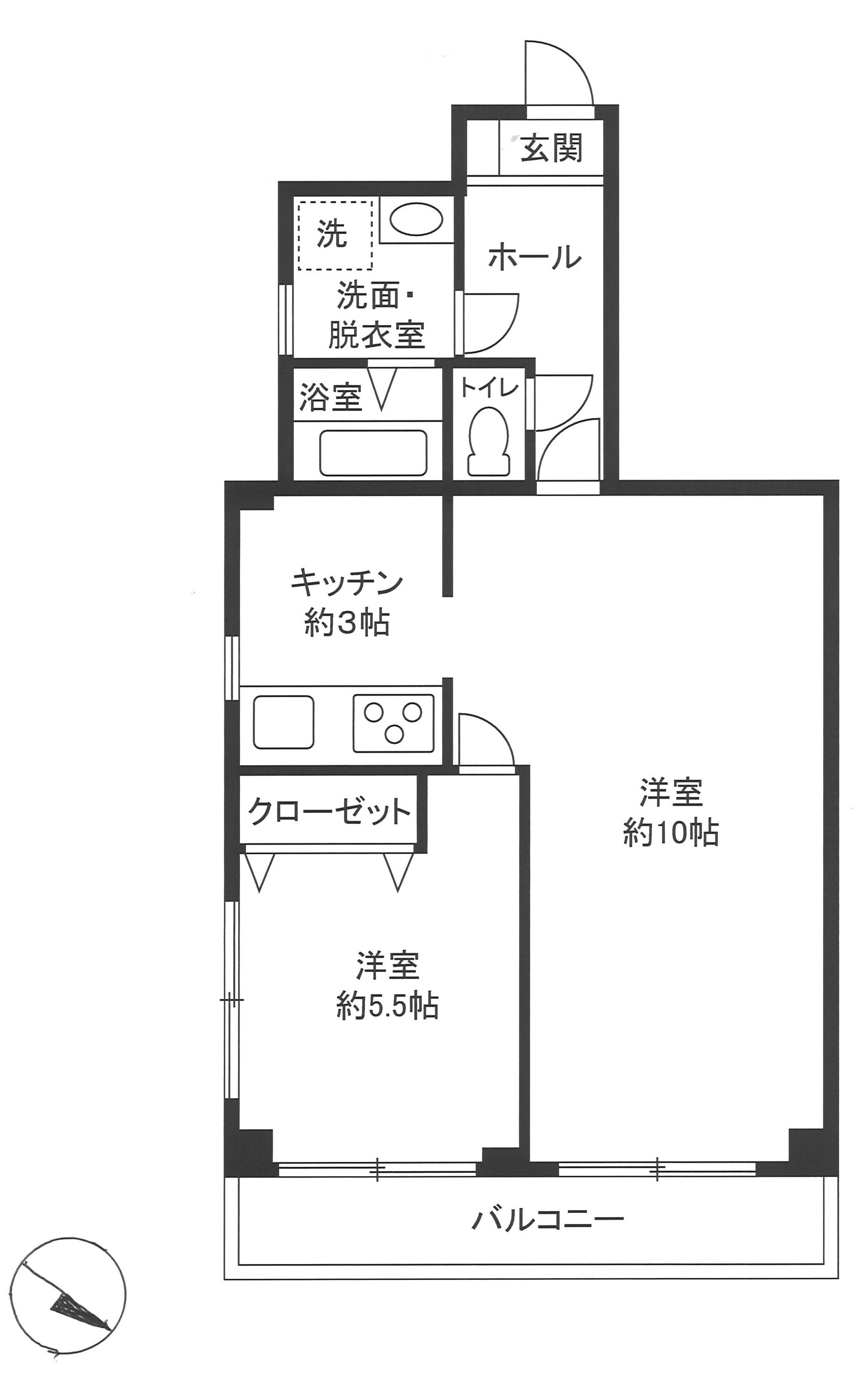 パラスト白山(1LDK/5階)の間取り写真
