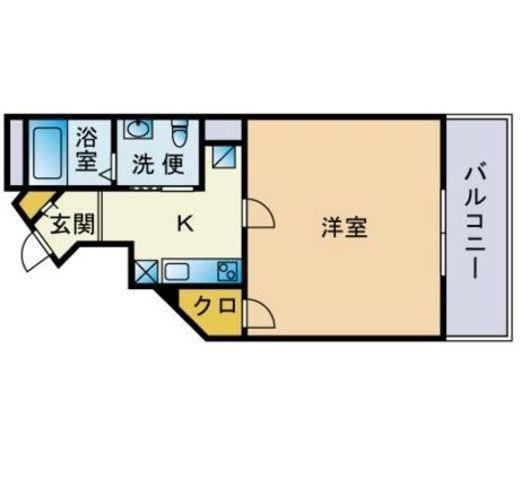 ダイナコート六本松Ⅴ(1K/2階)の間取り写真