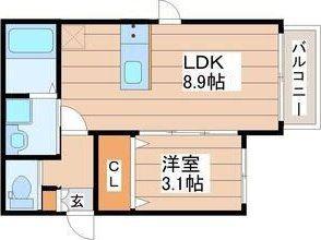 アルカンシエルO(1LDK/2階)の間取り写真