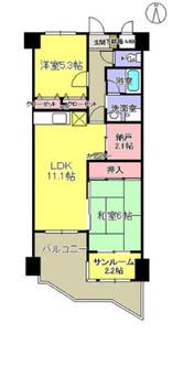 サンセリテ長坂(2SLDK/2階)の間取り写真
