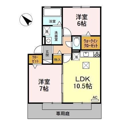 リヴィエールA(2LDK/1階)の間取り写真