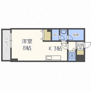 PRIME URBAN北14条 プライムアーバンキタ(1K/4階)の間取り写真