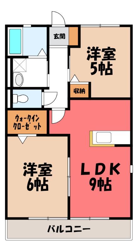エスポワール(2LDK/2階)の間取り写真