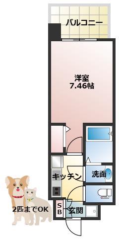 ロイス茨木奈良町(1K/7階)の間取り写真