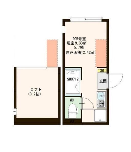 LOGUE(ワンルーム/2階)の間取り写真