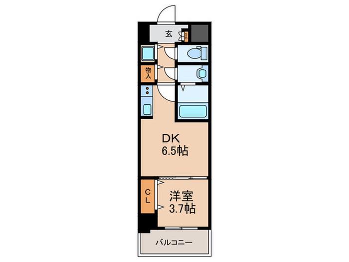 セラフィア神戸御影塚町(1DK/7階)の間取り写真