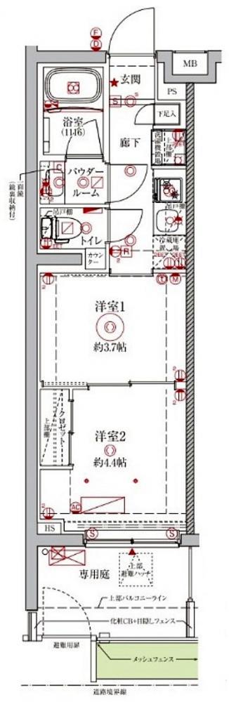 クレイシアIDZ中野鷺宮(2K/1階)の間取り写真