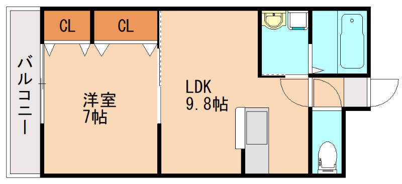 ライフマンション飯塚(1LDK/7階)の間取り写真