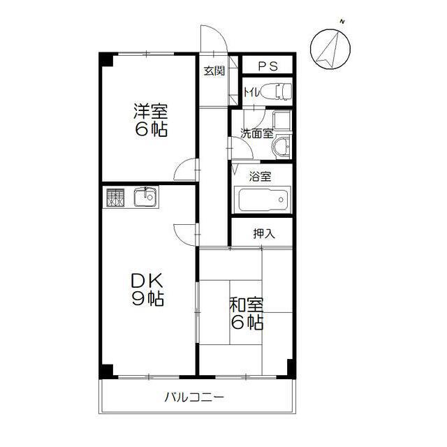メゾンクレール(2DK/1階)の間取り写真