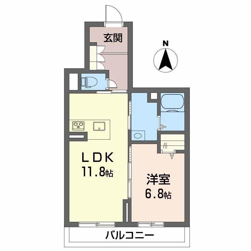 エクセルコート(1LDK/2階)の間取り写真