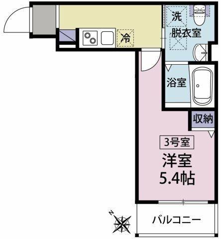コージー淵野辺(1K/1階)の間取り写真
