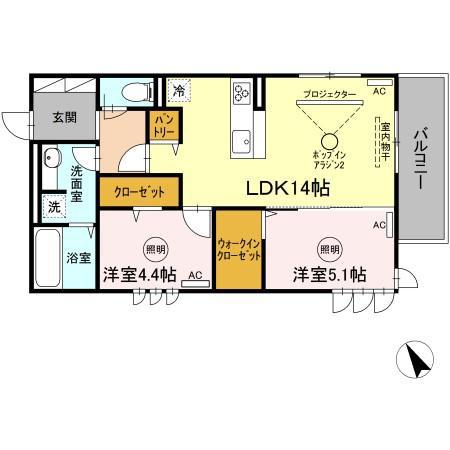 MAISON DE HIPPO(2LDK/2階)の間取り写真