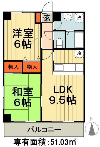 大日セブンハイツ(2LDK/2階)の間取り写真