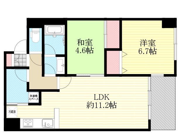 プライマリー新大阪(2LDK/3階)の間取り写真