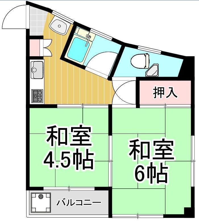第2塚田マンション(2K/3階)の間取り写真