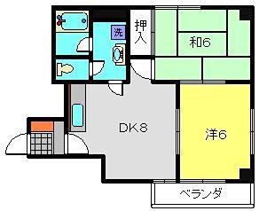 第10Z西村ビル(2DK/4階)の間取り写真