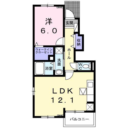 エレガンシアF(1LDK/1階)の間取り写真