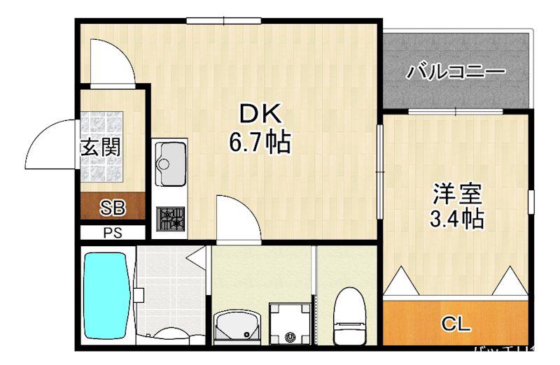 NEWGATE 井尻(1DK/3階)の間取り写真