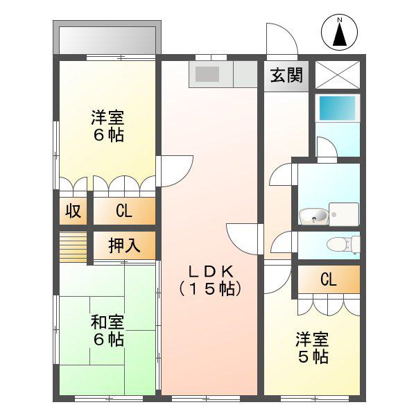 ベーシック中日(3LDK/9階)の間取り写真