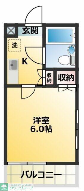 ジュネパレス草加第6(1K/2階)の間取り写真