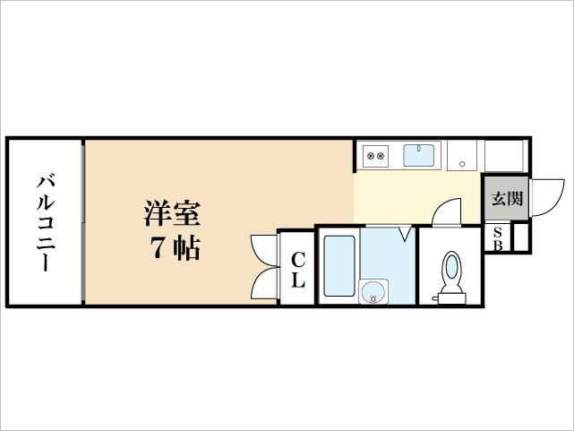 ハコス京田辺(1K/1階)の間取り写真