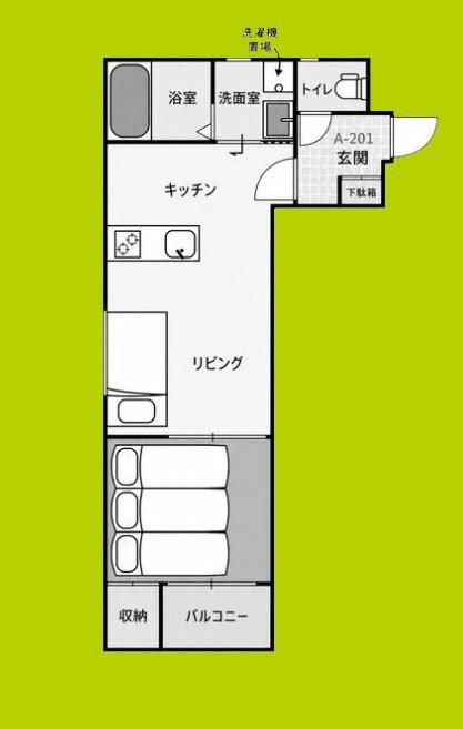 SUN生A号棟(1DK/2階)の間取り写真