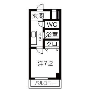 ジュネス庄内緑地(1K/3階)の間取り写真