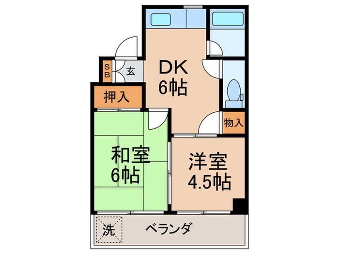 早苗エステートビル(2DK/2階)の間取り写真