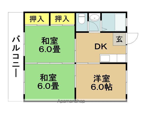 コーポラス湯地(3K/1階)の間取り写真