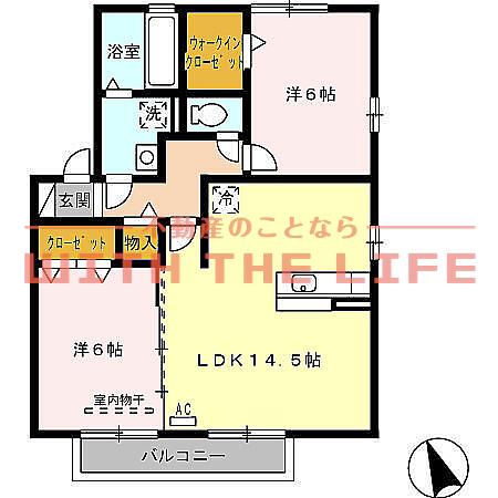 ＪＲ鹿児島本線 荒木駅 徒歩7分 2階建 築17年(2LDK/2階)の間取り写真