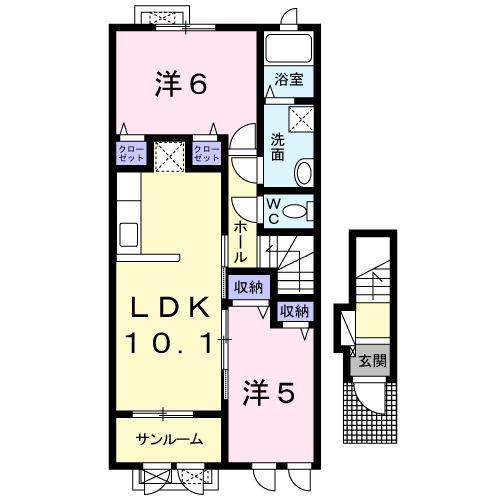 クラール リヒト(2LDK/2階)の間取り写真