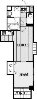 KSK嵐山コアビル(1LDK/6階)の間取り写真