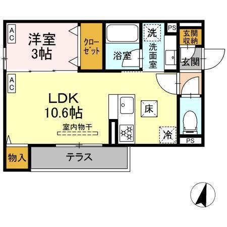 アルベート湘南台(1LDK/1階)の間取り写真