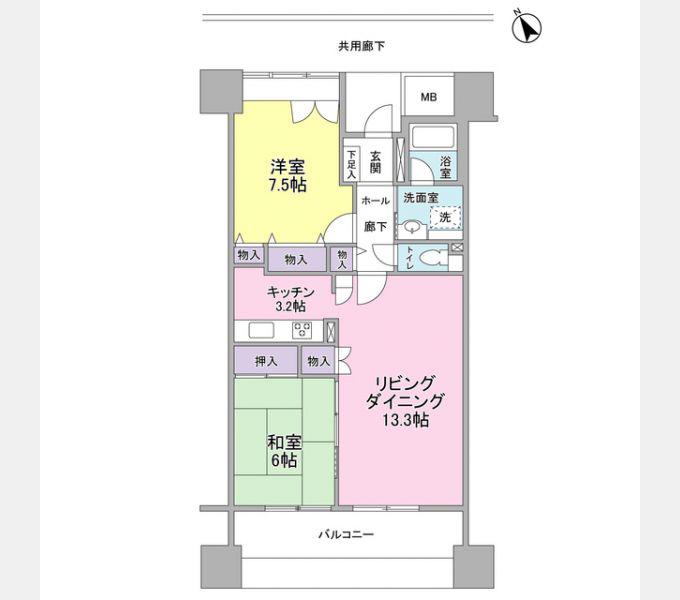 アーバンライフ月島駅前ウエスト(2LDK/12階)の間取り写真