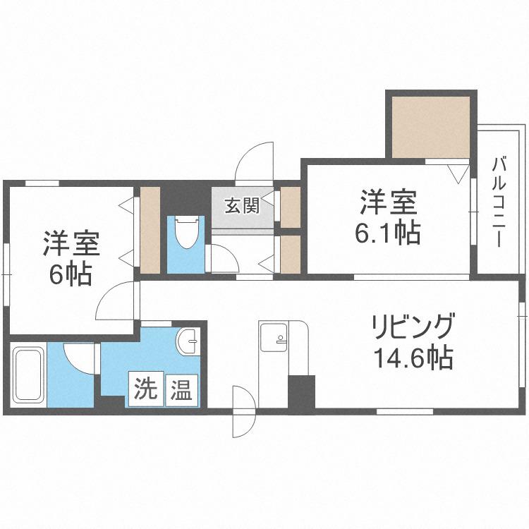 LAMECANA手稲駅前(2LDK/4階)の間取り写真