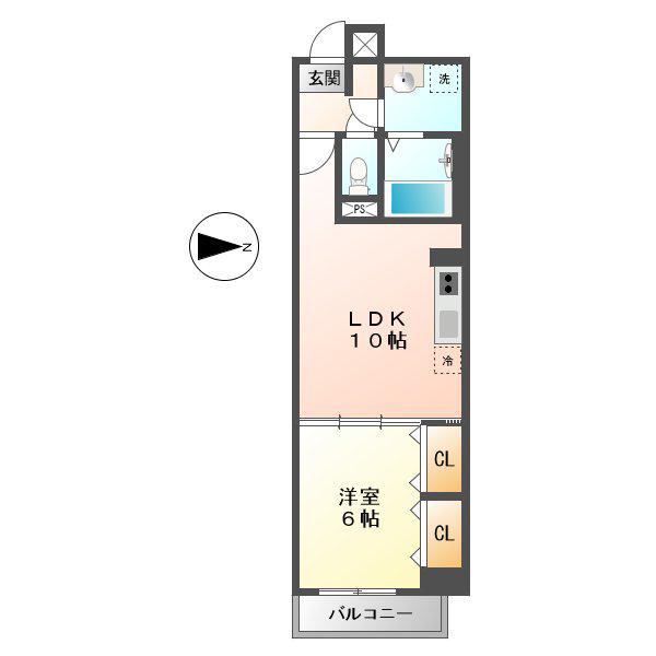 ラ メゾン輝LA MAISON輝(1LDK/3階)の間取り写真