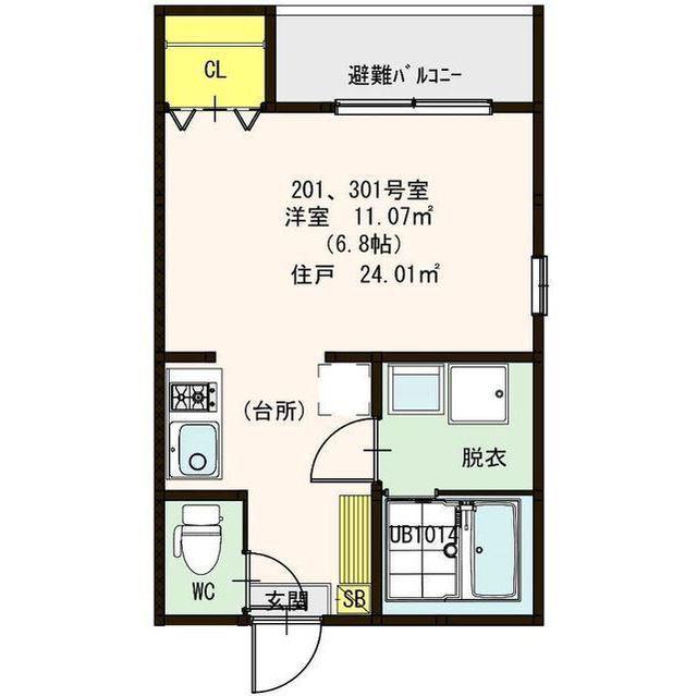 CFハイツ小岩(ワンルーム/2階)の間取り写真