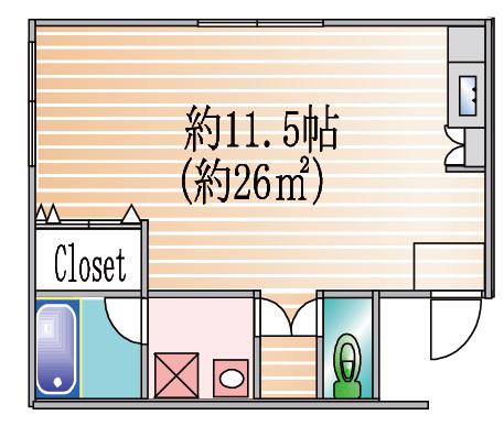 NANAMATSU HEIGHTS(ワンルーム/2階)の間取り写真