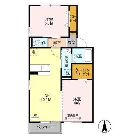 プリウス大曽根C(2LDK/2階)の間取り写真