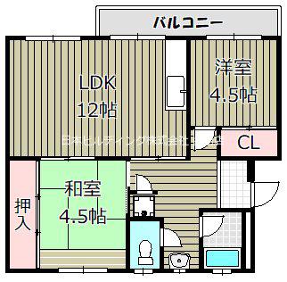 狭山26号棟(2LDK/5階)の間取り写真