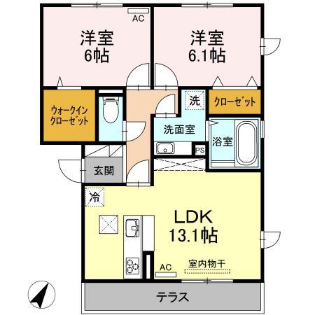 VISEO AFFINO(2LDK/1階)の間取り写真