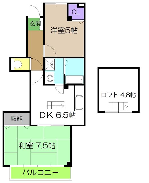 レインボービル(2DK/4階)の間取り写真