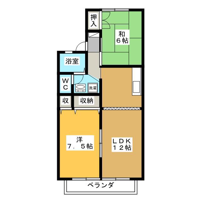 セジュールあさの(2LDK/2階)の間取り写真