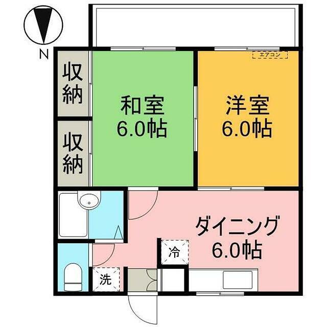 リバーハイムII(2DK/1階)の間取り写真