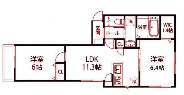 カーサ デ コスタ(2LDK/2階)の間取り写真