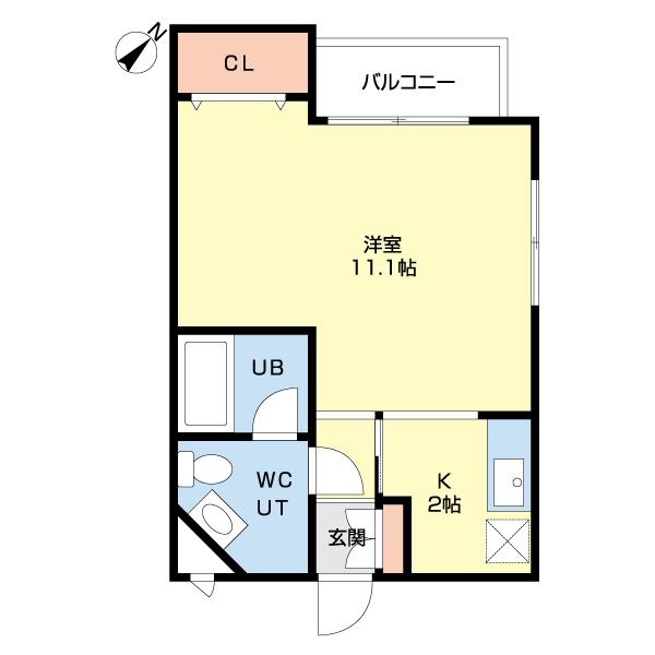 グランメール弘道舘第2(1K/2階)の間取り写真