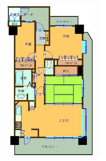 サーパス西の土居(3LDK/10階)の間取り写真