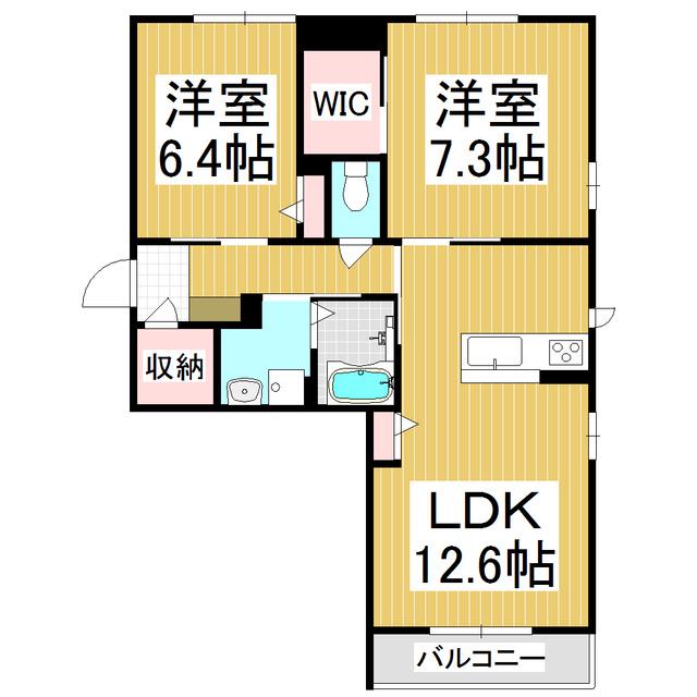 ベレオ・アクシア(2LDK/1階)の間取り写真