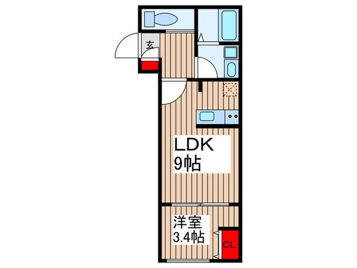 リスグラシュー(1LDK/2階)の間取り写真