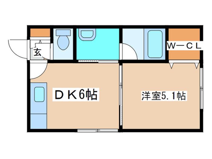 地下鉄東西線 南郷１３丁目駅 徒歩2分 3階建 築24年(1DK/2階)の間取り写真